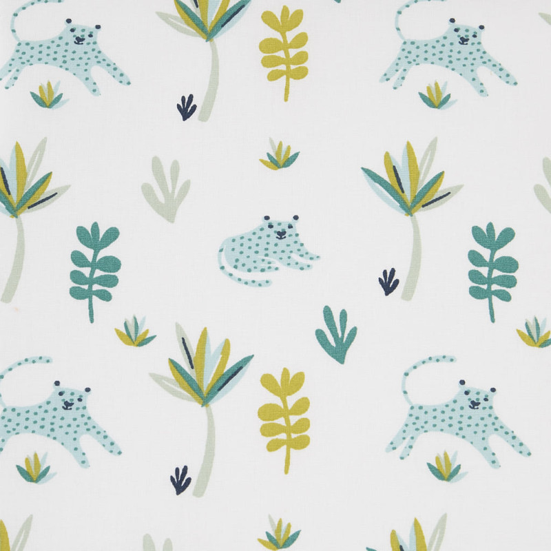 Printed Cotton TANAKO White / Green Tones